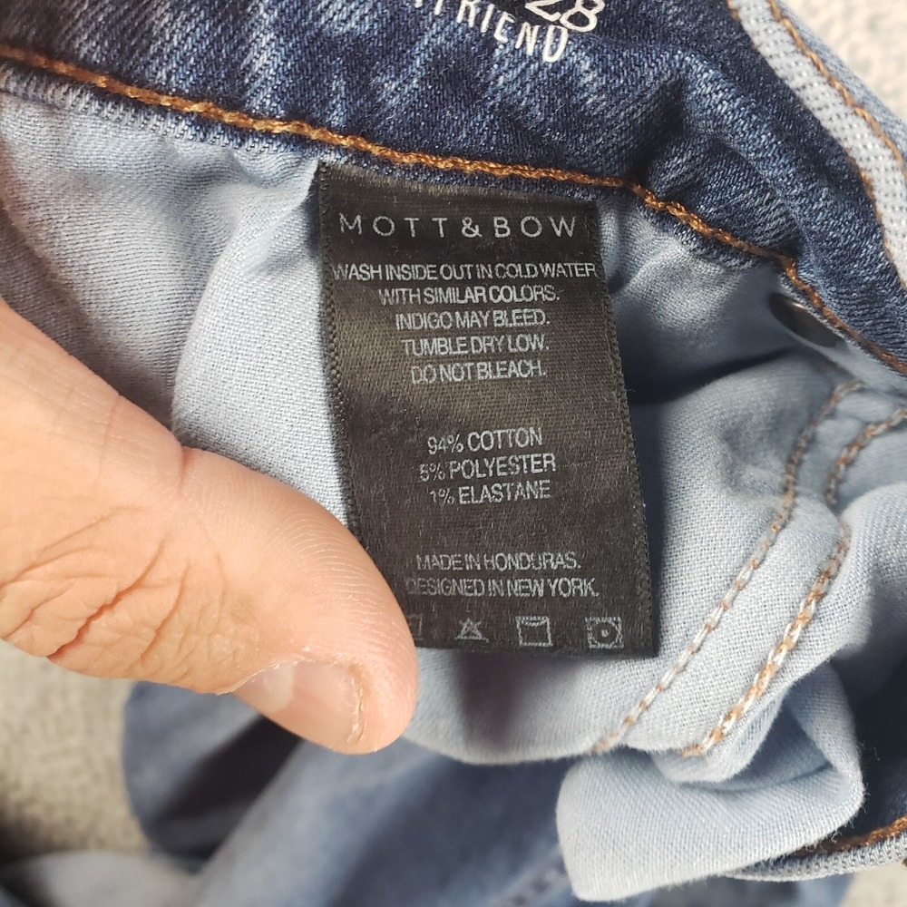 Mott & Bow Jeans Womens 26x27 Blue Boyfriend Distressed Medium Wash Stretch‎ - Picture 12 of 15